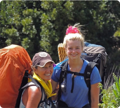 Women hiking on a trail